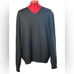 Calvin Klein women’s extra fine merino wool Black V-Neck long sleeve Sweater